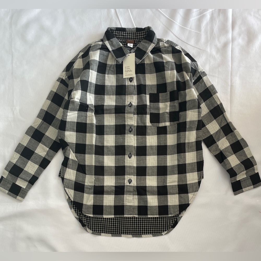 Tea Collection Double Weave Easy Shirt Size 8 Checkered Plaid